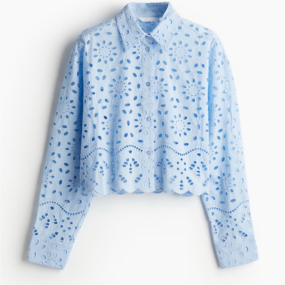 H&M Light Blue Eyelet Blouse